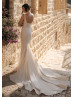 Square Neck Silver Glitter Wedding Dress